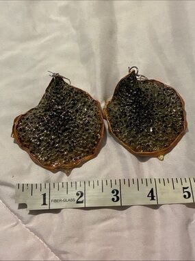 Brown and Black Textured Resin Drop Earrings